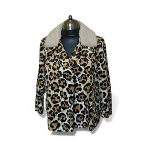 Coach  faux fur leopard spotted jacket with real shearling collar NWT brand new